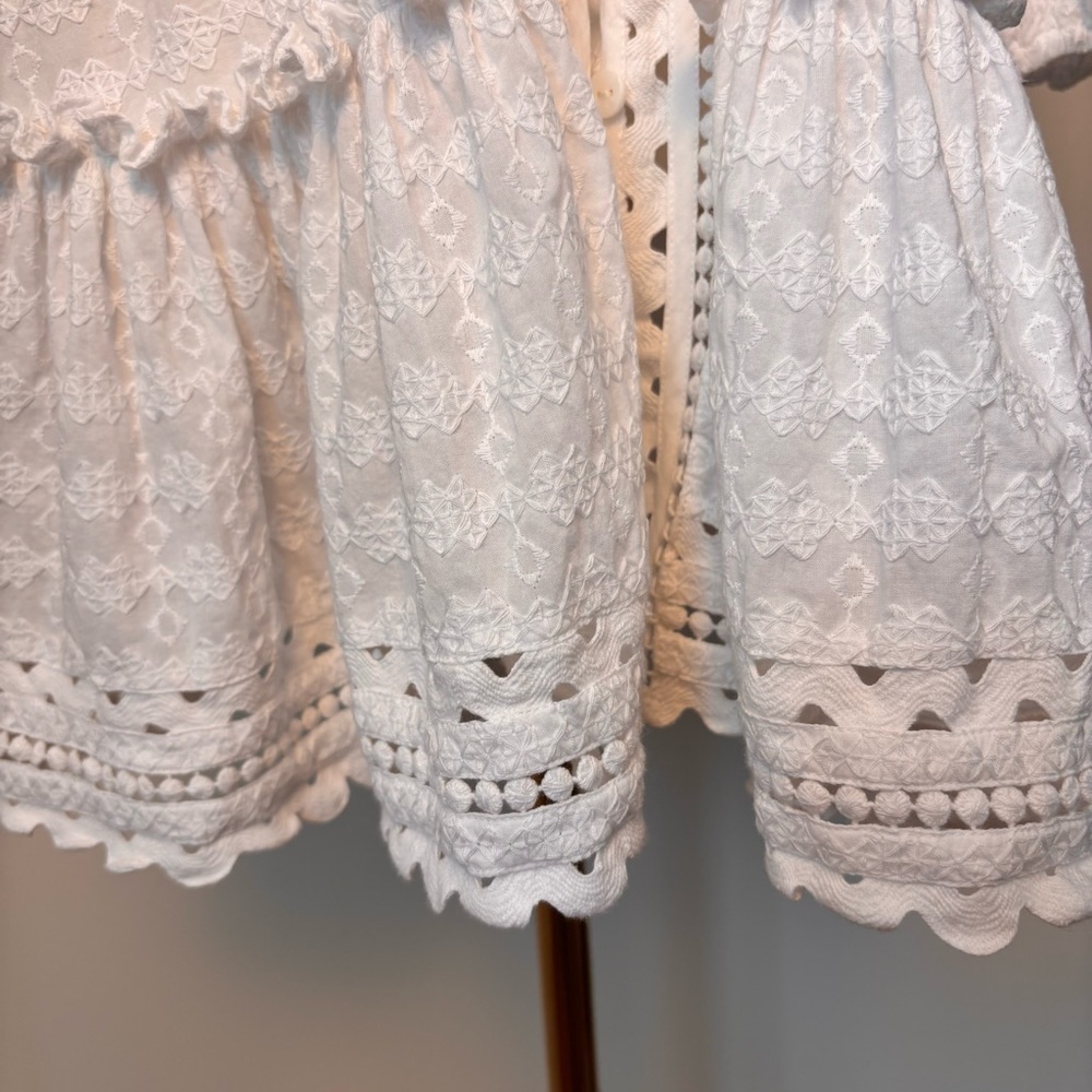 Veronica Beard Daeja V-Neck Eyelet Intricate Lace 3/4 Sleeves Mini Dress Size XS - Picture 5 of 14